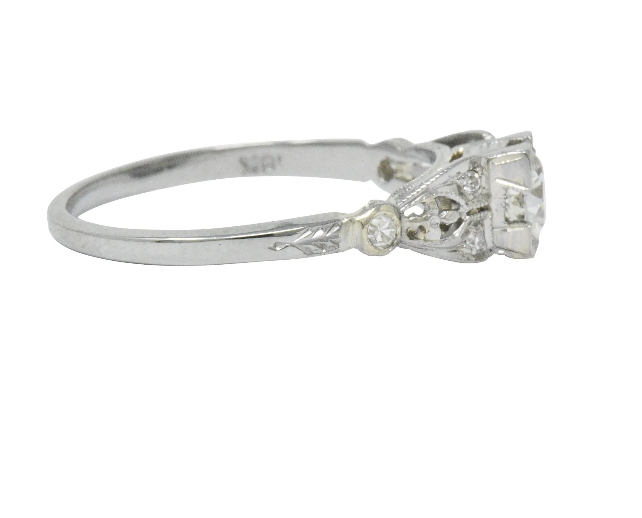 Art Deco 0.50 CTW Diamond 18 Karat White Gold Engagement Ring