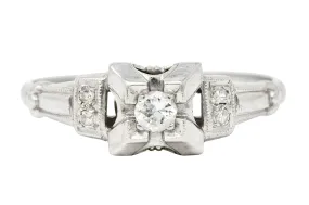 Art Deco Diamond 14 Karat White Gold Engagement Ring