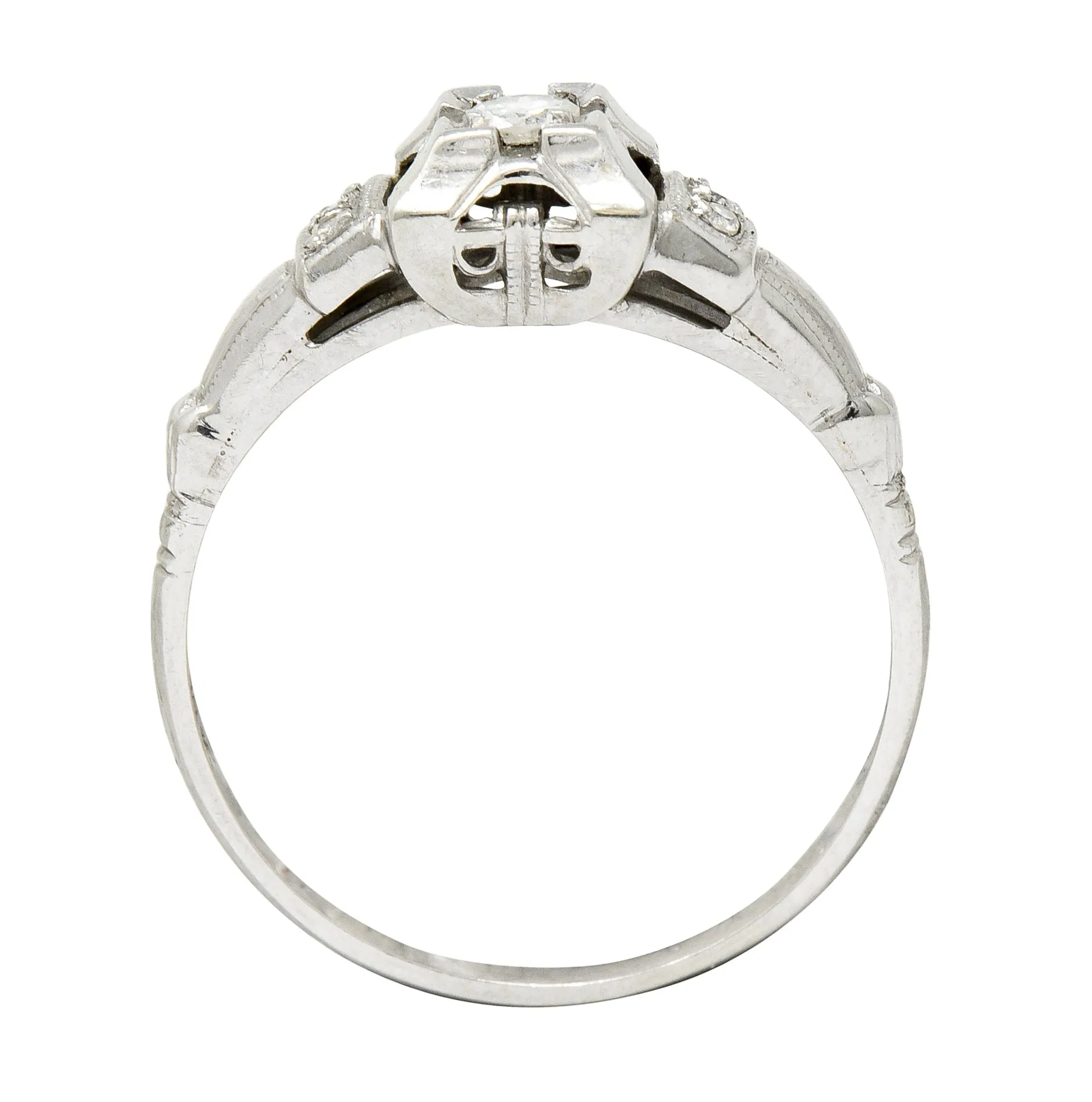 Art Deco Diamond 14 Karat White Gold Engagement Ring