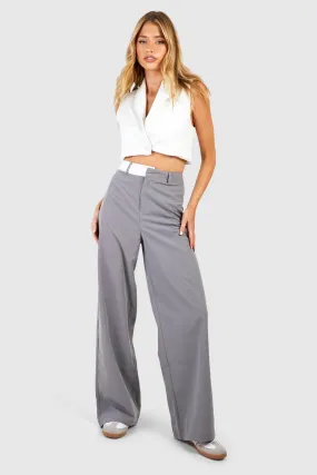 Asymmetric Folded Waistband Pants