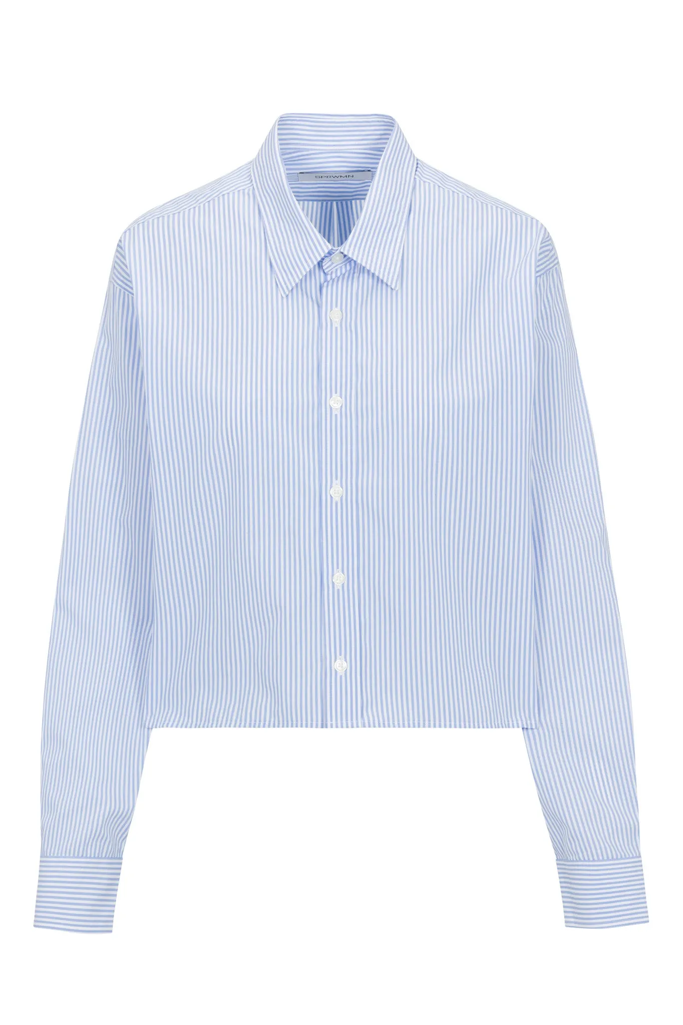 Baby Blue Striped Cropped Button Down