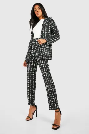 Basic Jersey Knit Abstract Dogtooth Blazer & Pants Set