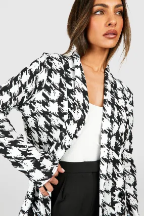 Basic Jersey Knit Abstract Dogtooth Relaxed Fit Blazer