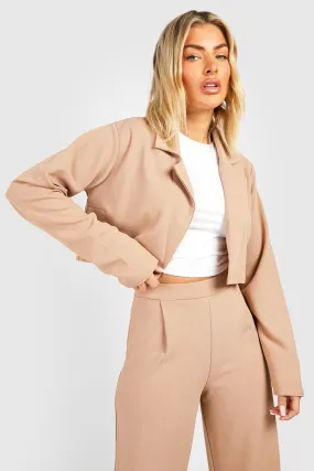 Basic Jersey Knit Boxy Cropped Blazer