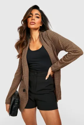 Basic Jersey Knit Dogtooth Relaxed Fit Blazer