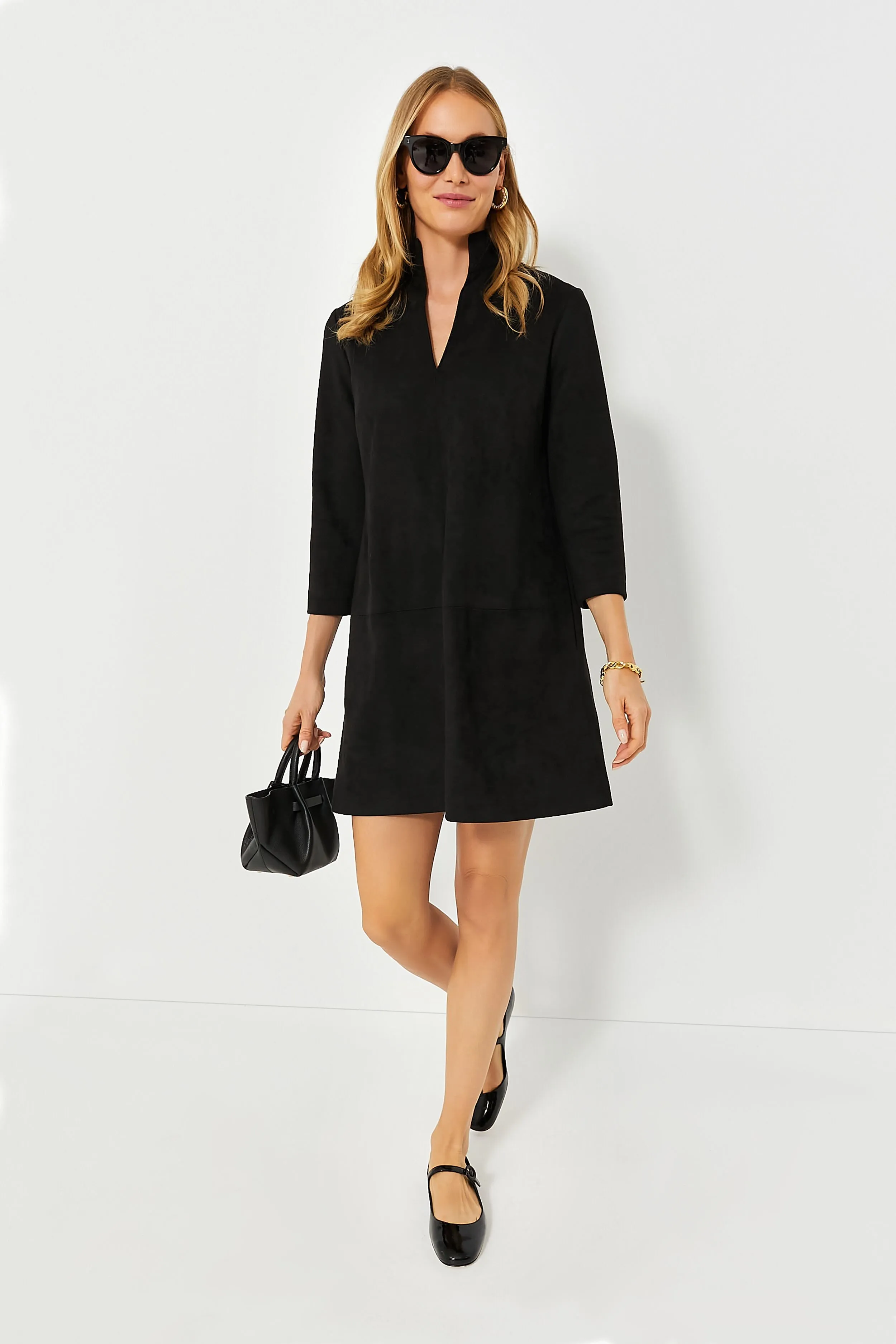 Black Suede Stretch Clifton Dress