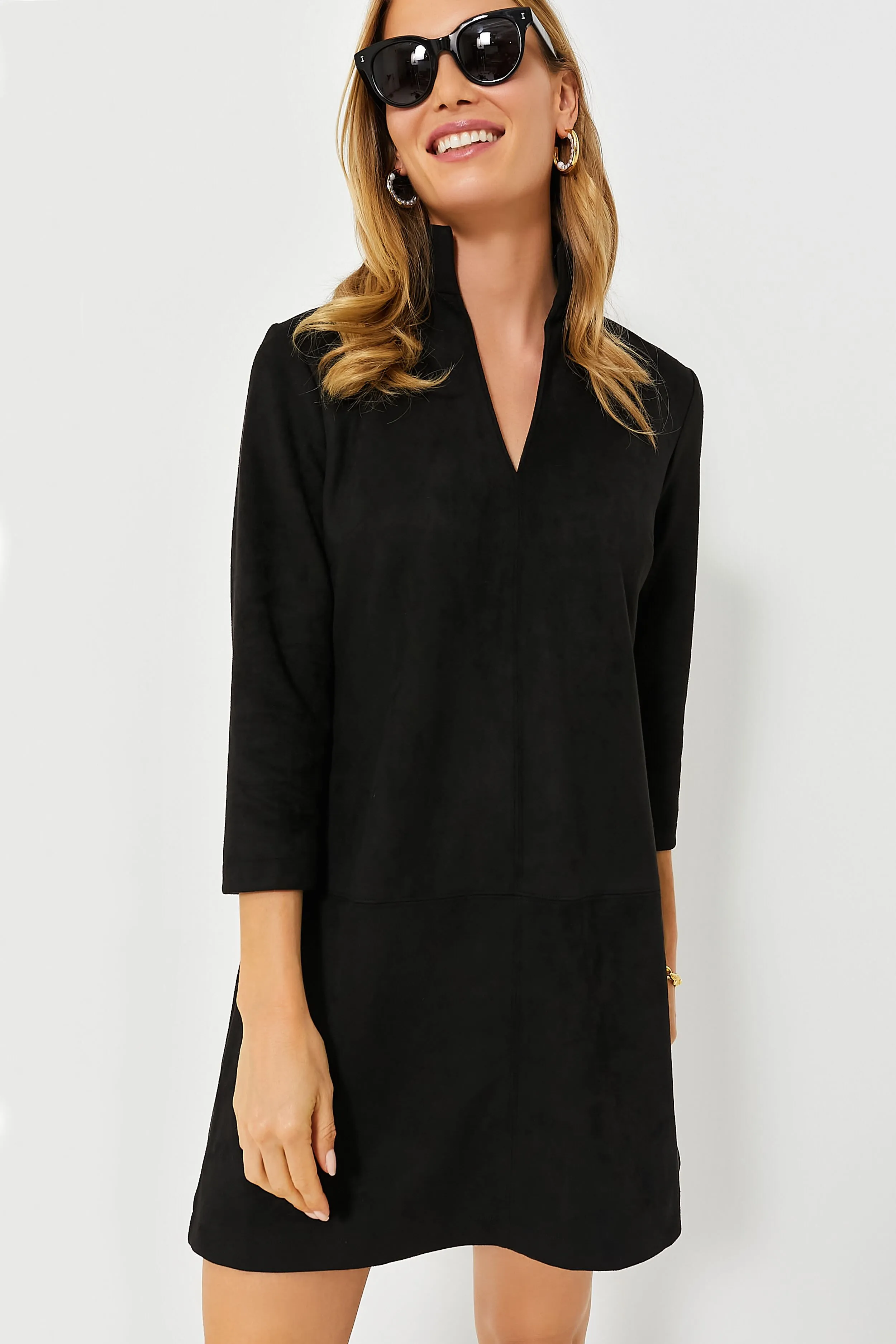 Black Suede Stretch Clifton Dress