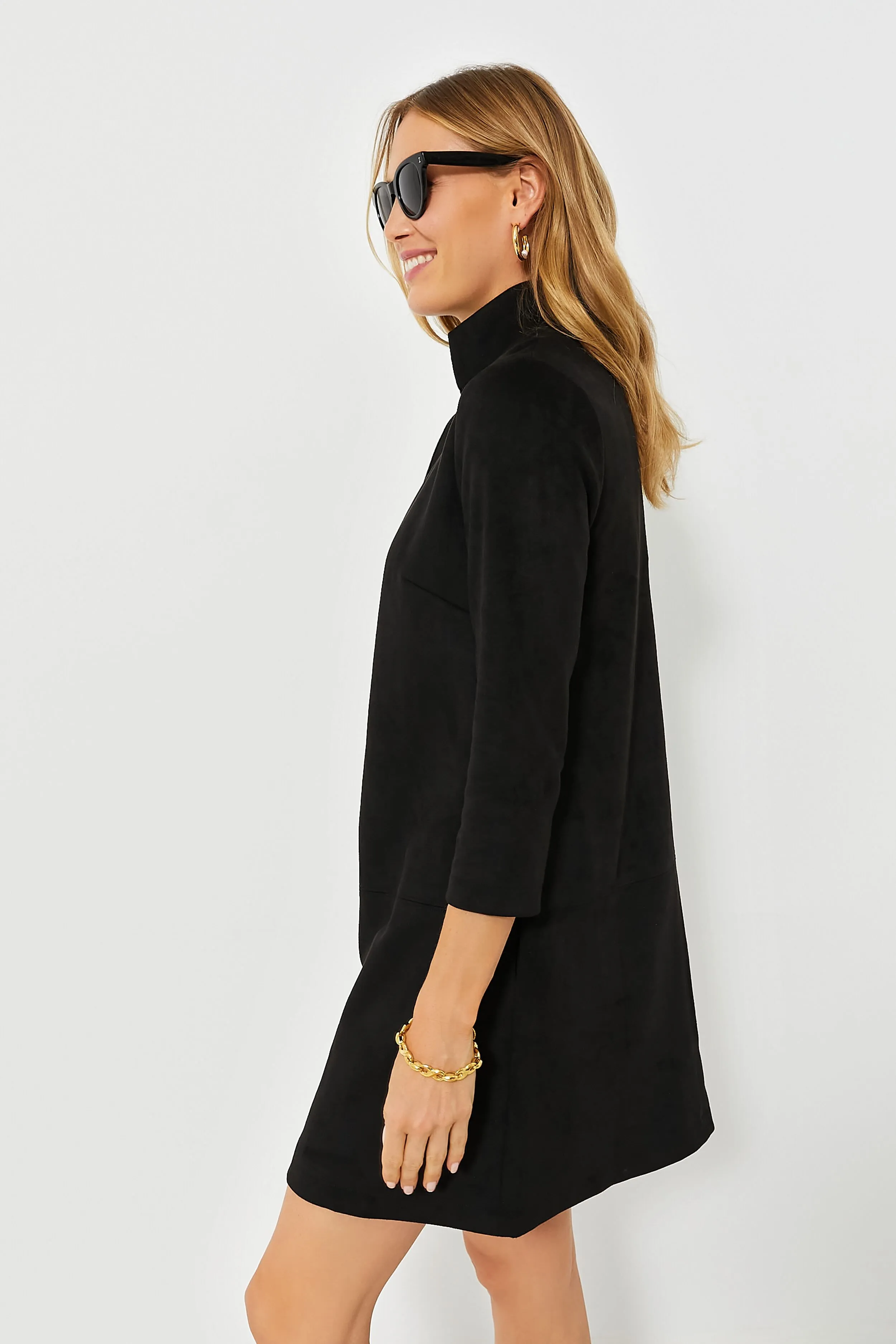 Black Suede Stretch Clifton Dress