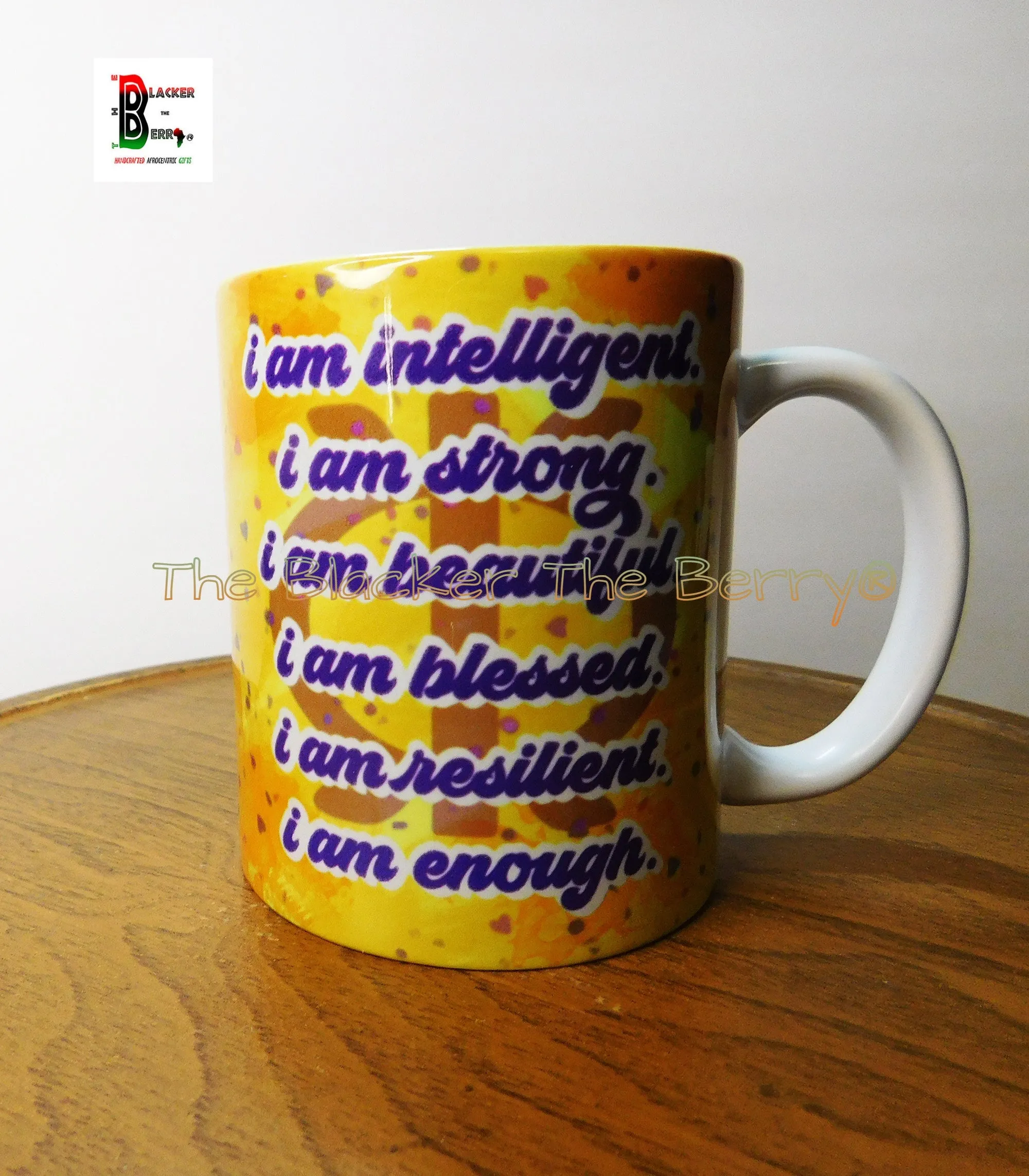 Black Woman Mug Cup Inspirational I Am Strong Afrocentric Handmade Black Owned Business