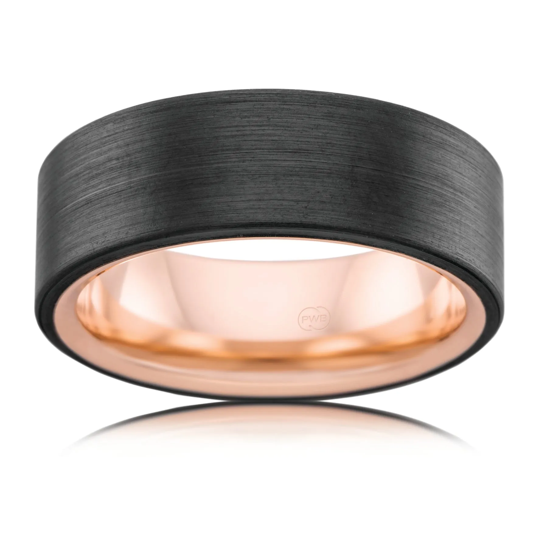 Black Zirconium and Rose Gold Ring