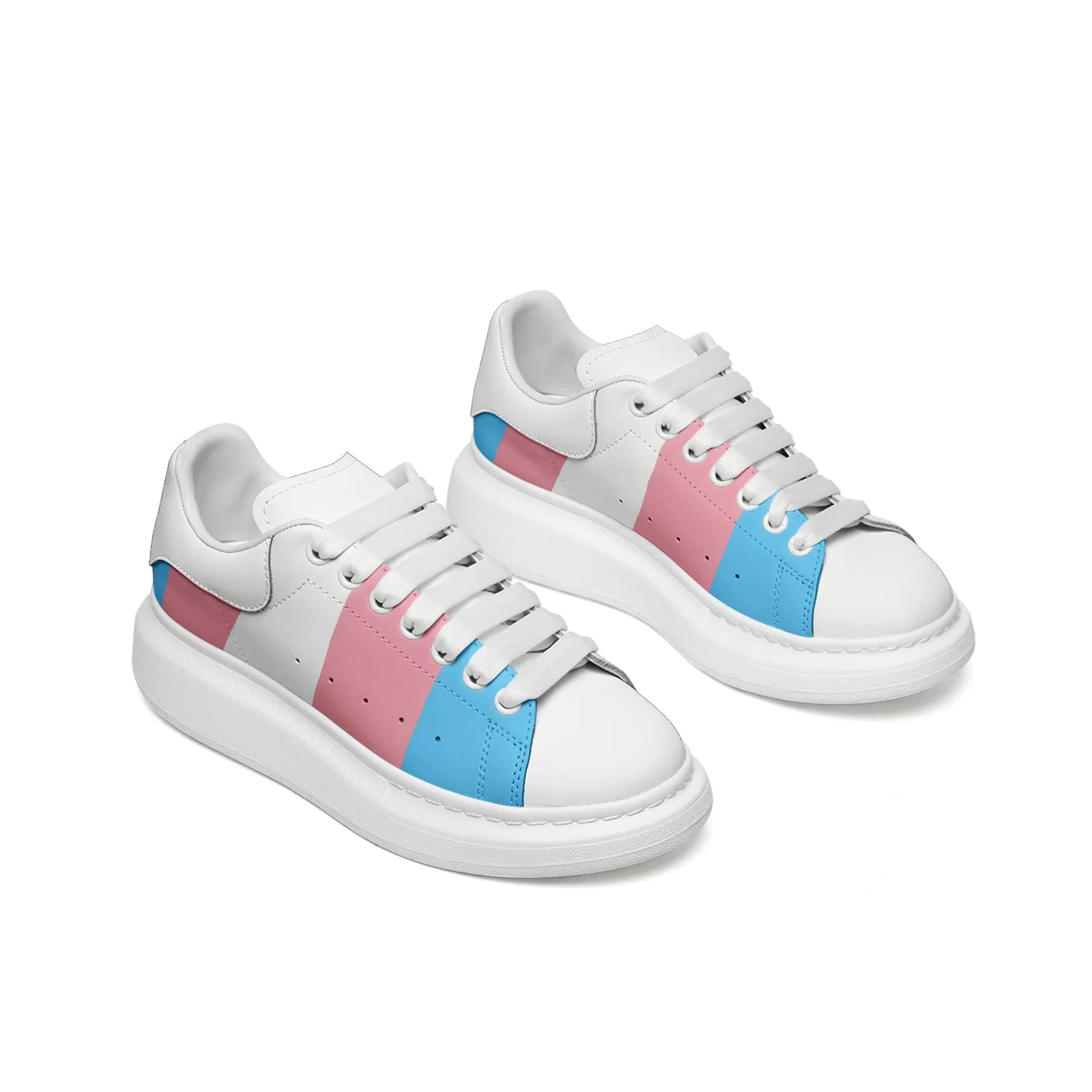 Blue Pink White Pride Leather Sneakers