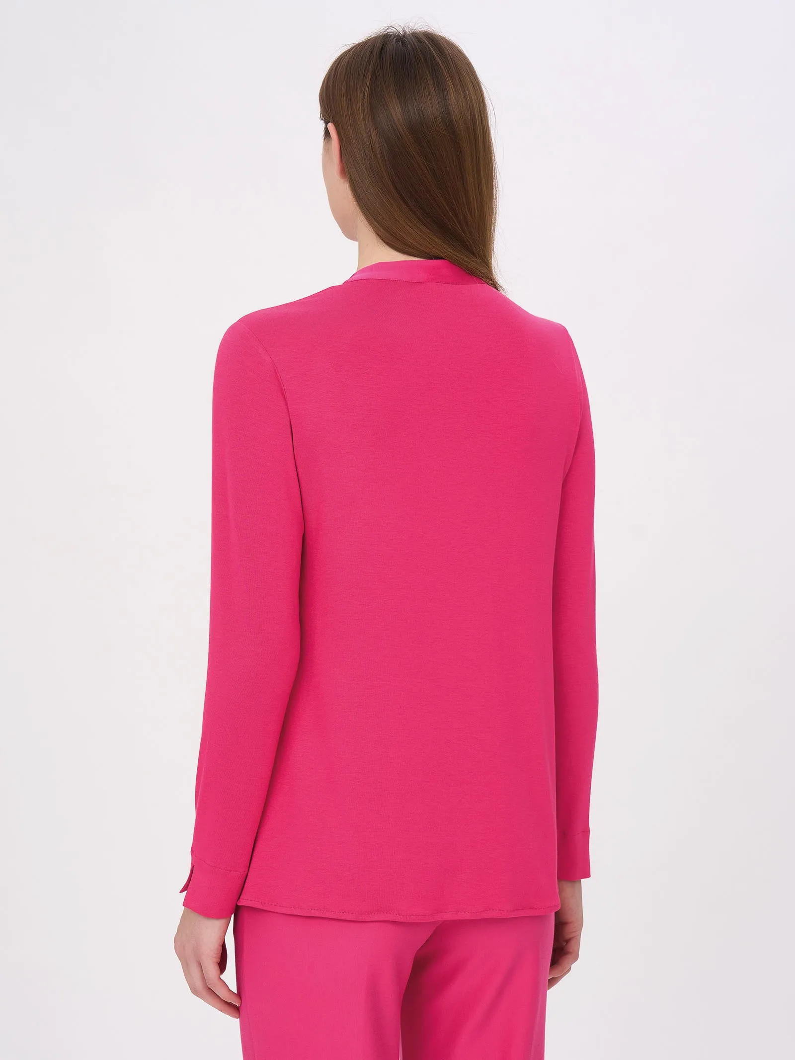 Blusa con scollo a V in misto viscosa - Fuchsia Purple