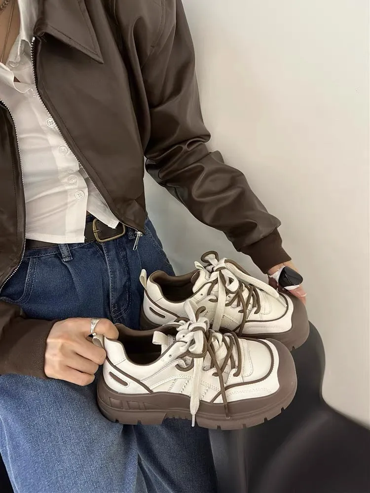 Bo Xiangni ugly daddy shoes for women 2023 autumn new thick-soled retro single shoes casual versatile niche sneakers trend