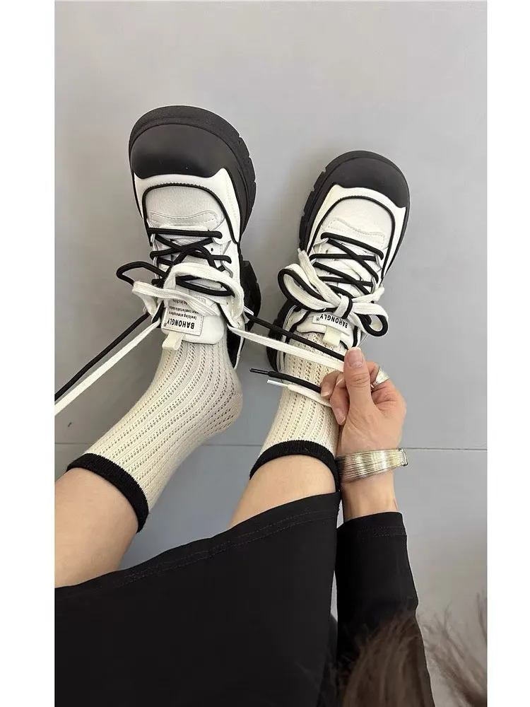 Bo Xiangni ugly daddy shoes for women 2023 autumn new thick-soled retro single shoes casual versatile niche sneakers trend