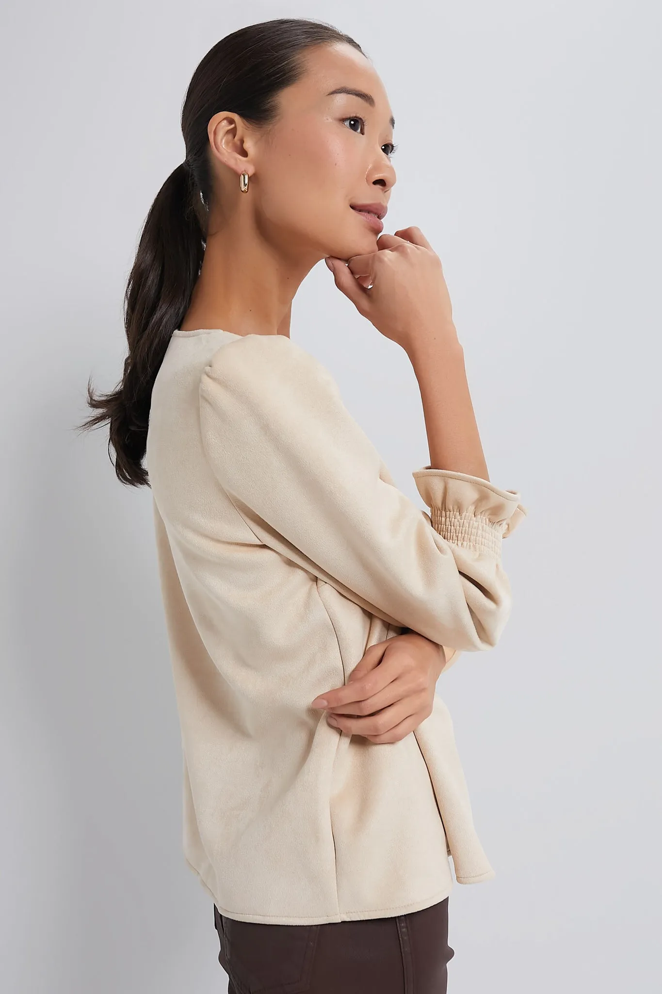 Bone Suede Easton Blouse