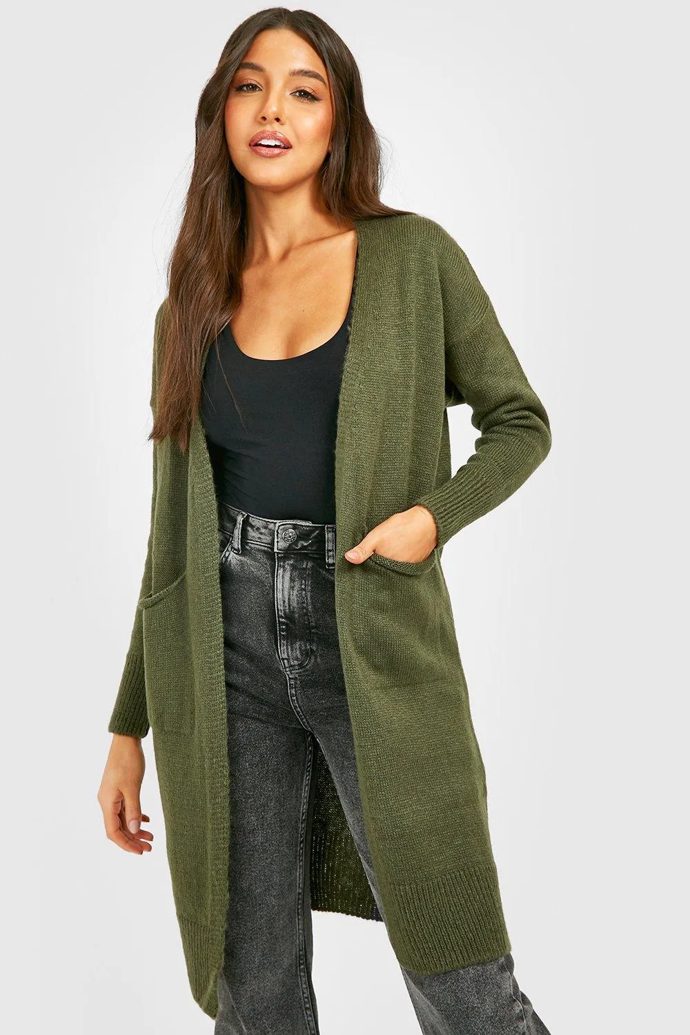 Brushed Soft Knit Midi Cardigan