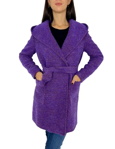 CAPPOTTO DONNA VIOLA CON CAPPUCCIO