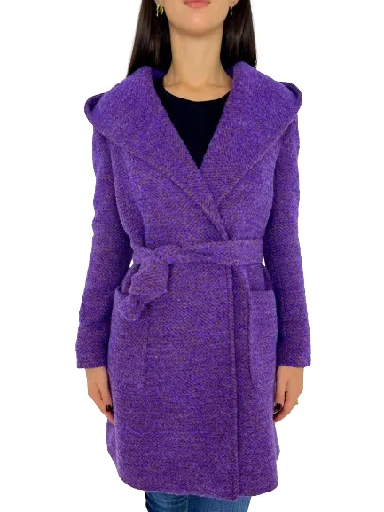 CAPPOTTO DONNA VIOLA CON CAPPUCCIO