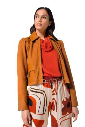 Caroline Biss CAMEL LEATHER SUEDE JACKET