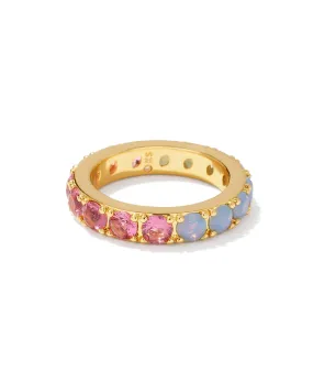 Chandler Gold Band Ring in Pink Blue Mix