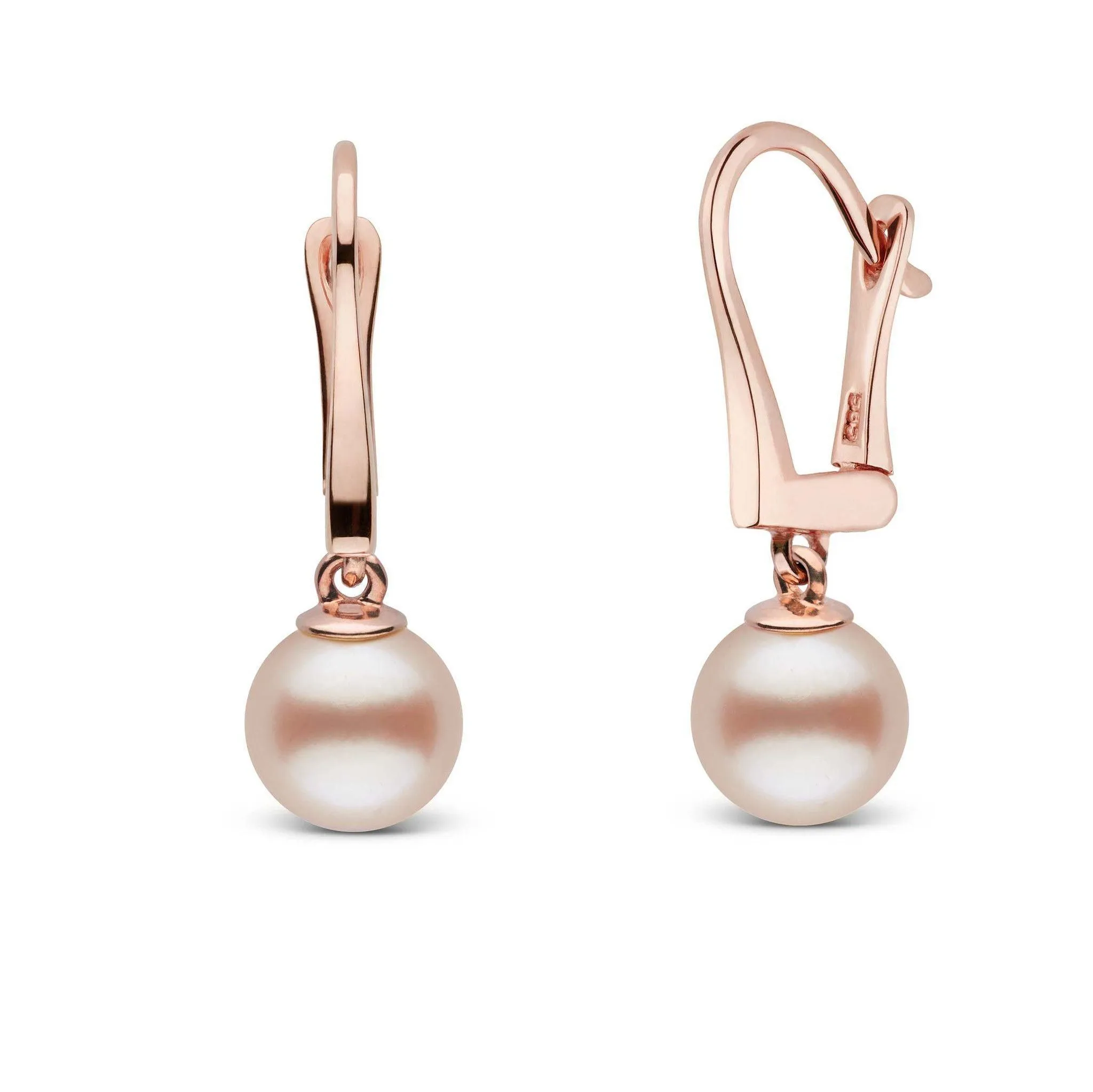 Classic Collection Pink to Peach Freshadama Freshwater 7.5-8.0 mm Pearl Dangle Earrings