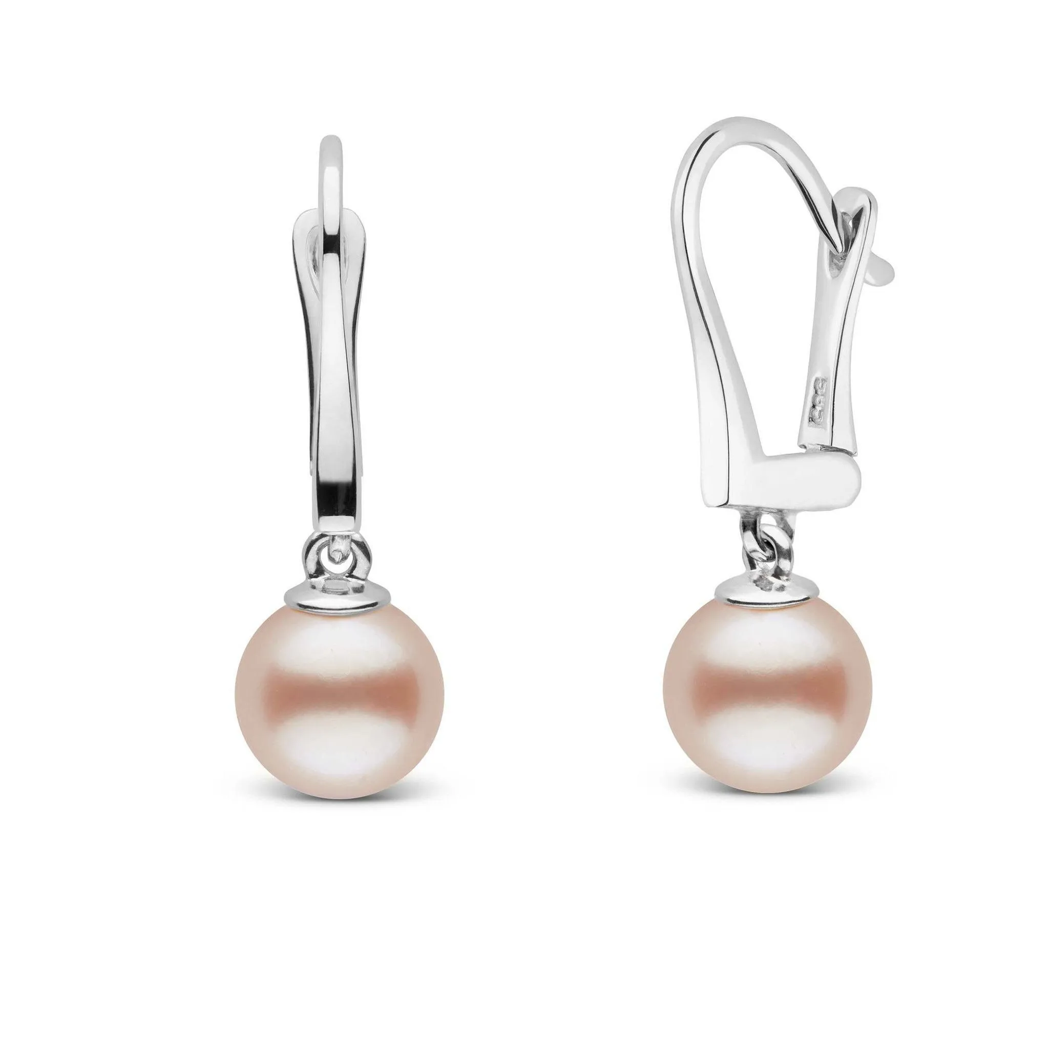 Classic Collection Pink to Peach Freshadama Freshwater 7.5-8.0 mm Pearl Dangle Earrings