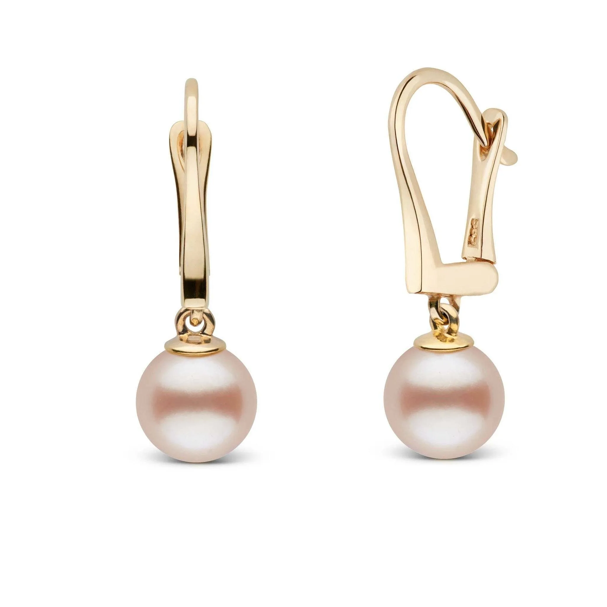 Classic Collection Pink to Peach Freshadama Freshwater 7.5-8.0 mm Pearl Dangle Earrings