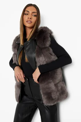 Collared Luxe Faux Fur Paneled Vest