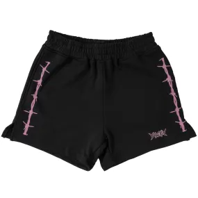 COTTON SHORTS (MID THIGH CUT) BARBWIRE - BLACK / PINK