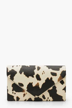 Cow Print Clutch Bag & Chain