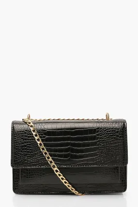 Croc Structured Cross Body & Chain Bag