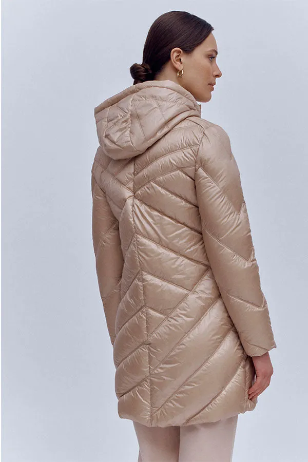 Devernois MELENA ASYMMETRICAL STITCH LONG DOWN JACKET