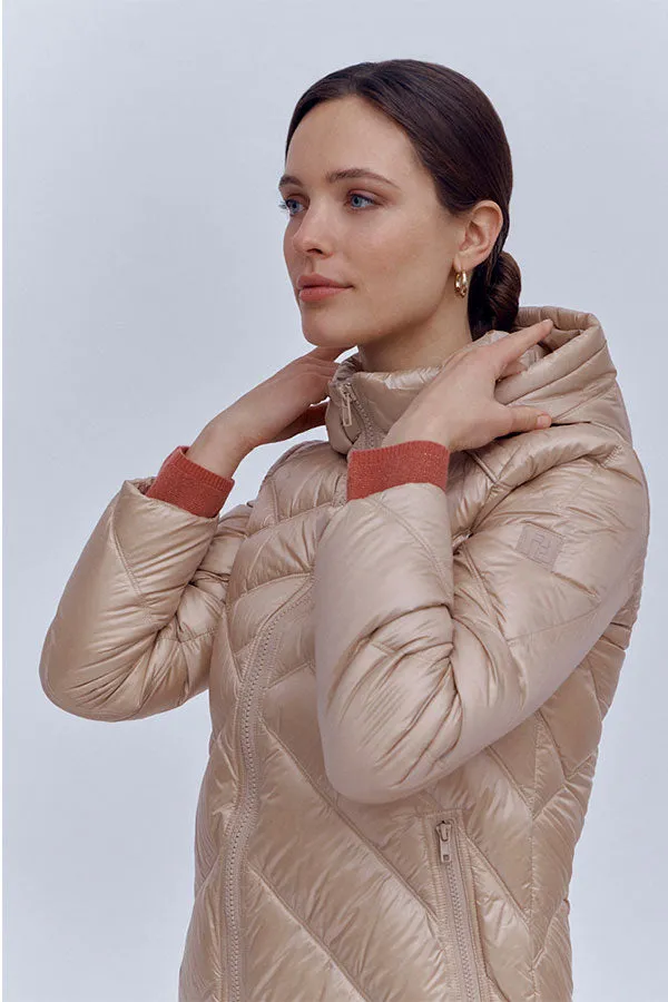 Devernois MELENA ASYMMETRICAL STITCH LONG DOWN JACKET