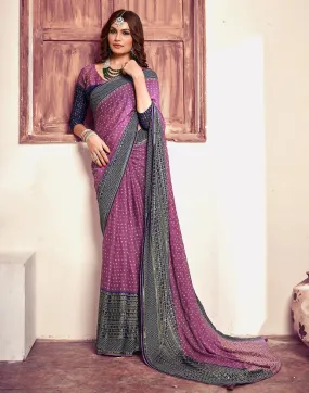 Dull Pink Printed  Saree