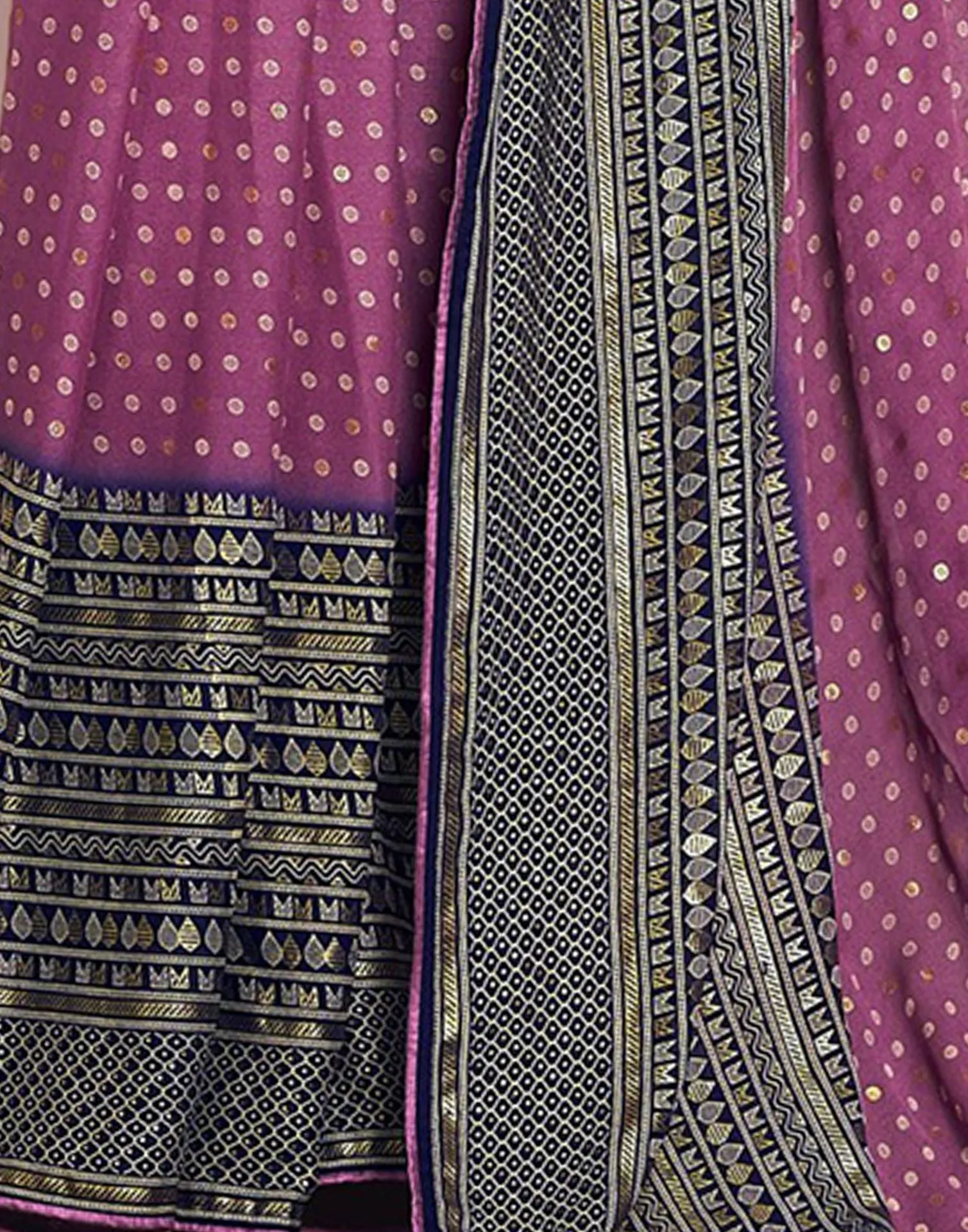 Dull Pink Printed  Saree