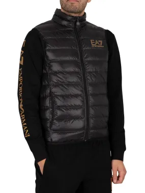 EA7 Down Gilet - Black/Gold