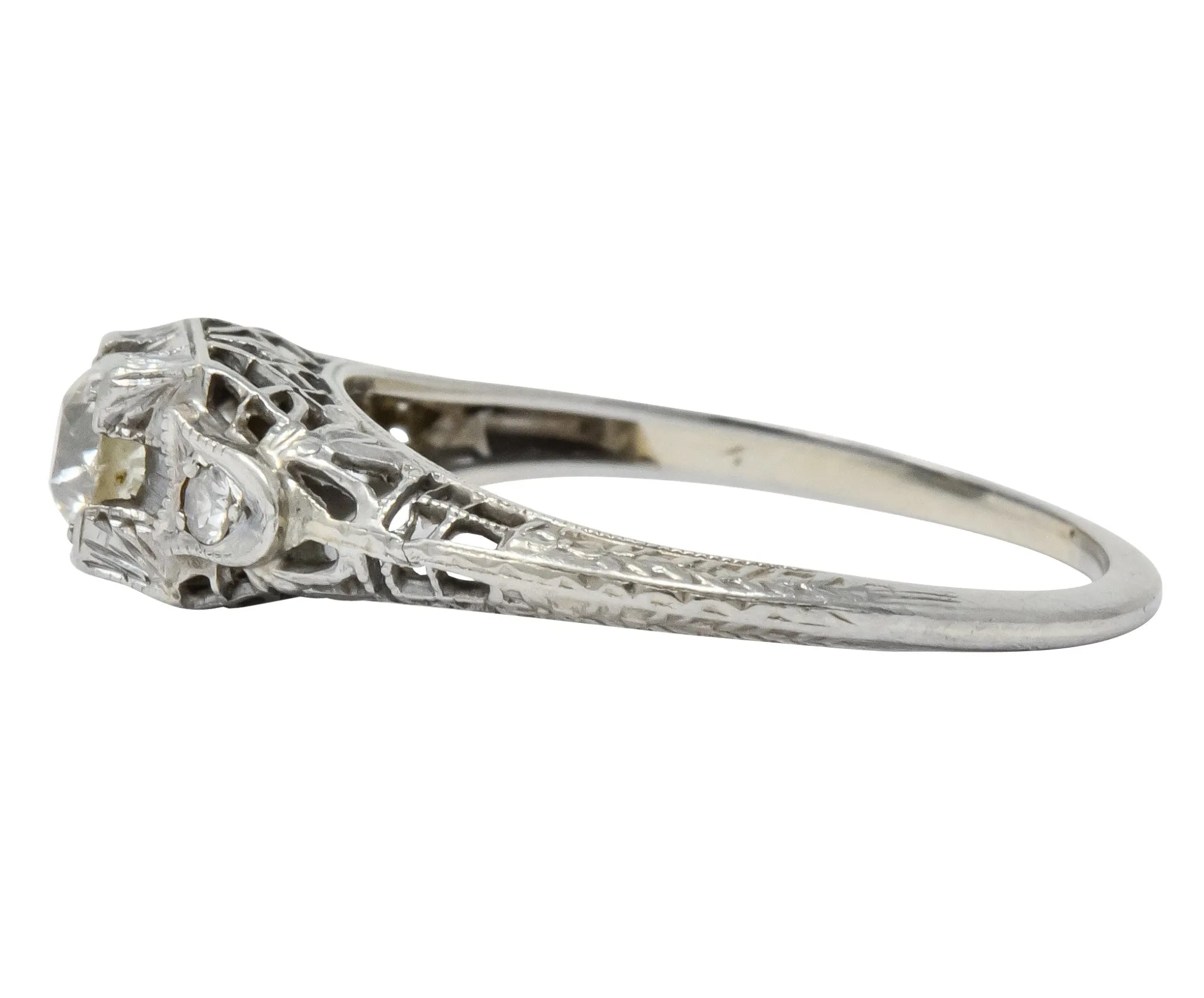 Edwardian 0.47 CTW Diamond 18 Karat White Gold Engagement Ring