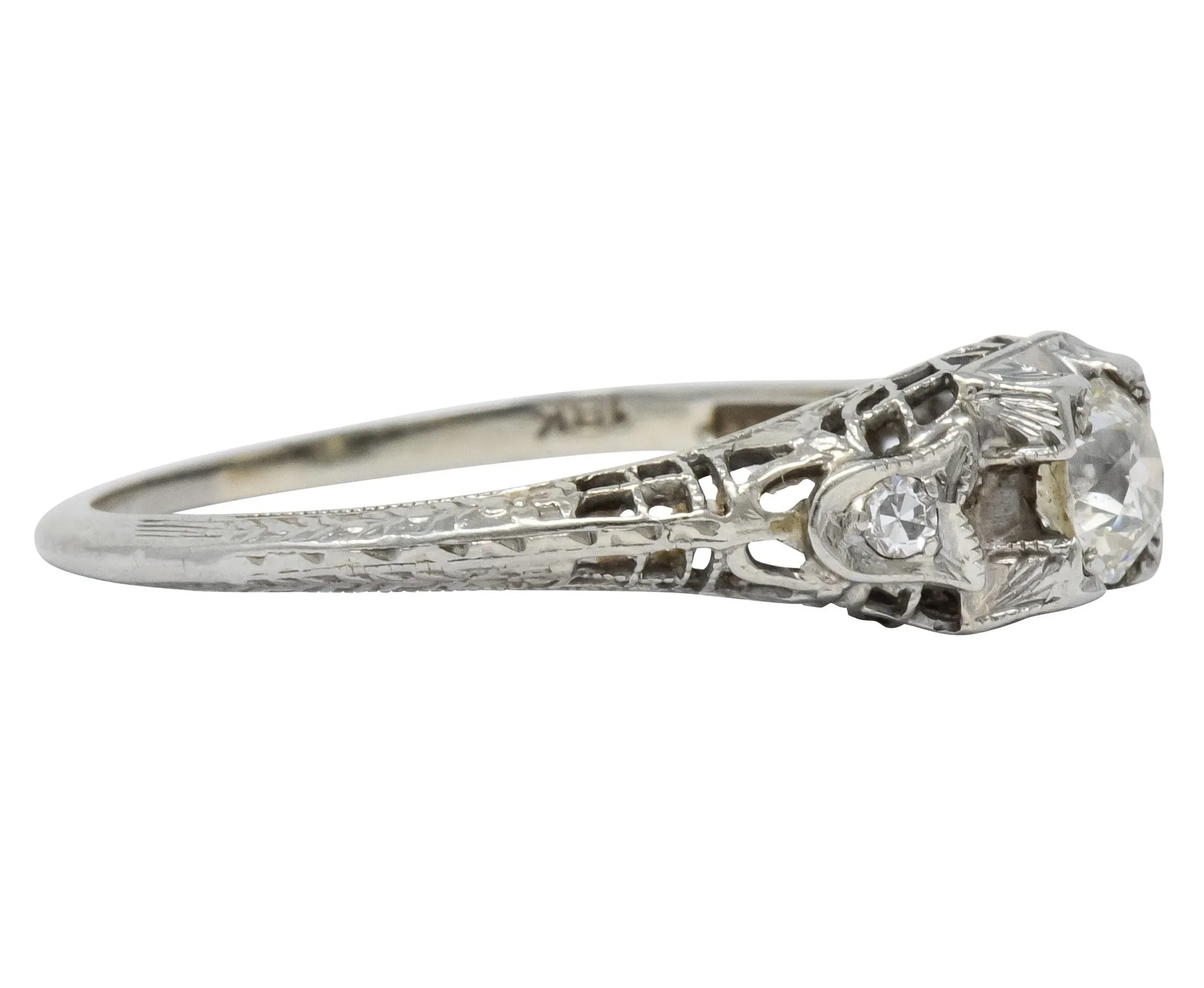 Edwardian 0.47 CTW Diamond 18 Karat White Gold Engagement Ring