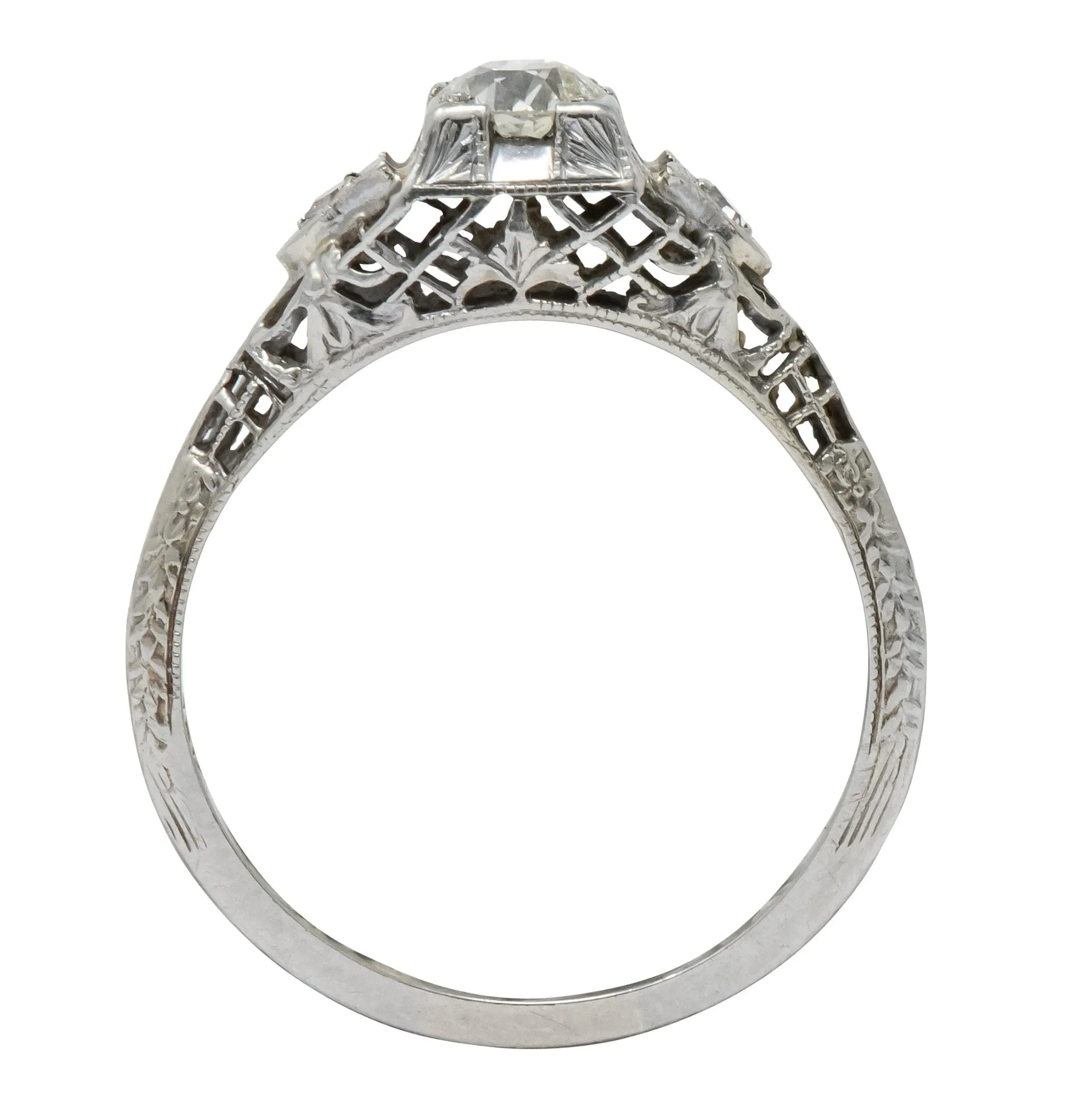 Edwardian 0.47 CTW Diamond 18 Karat White Gold Engagement Ring