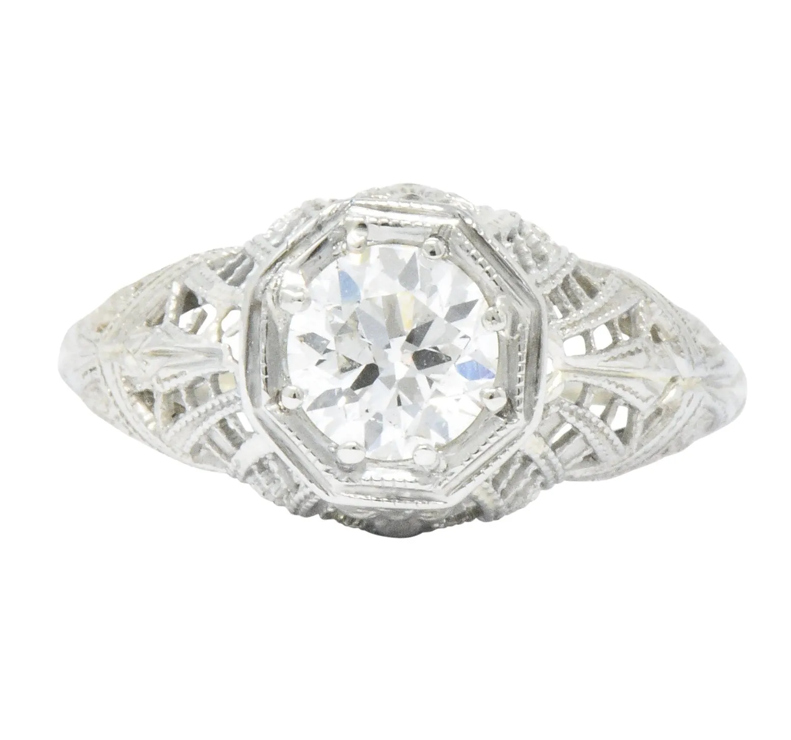 Edwardian 0.63 CTW Diamond 18 Karat White Gold Engagement Ring GIA