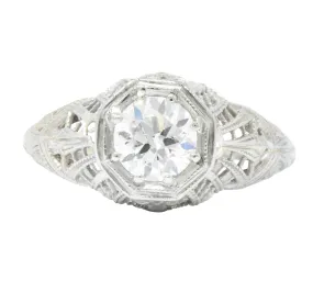 Edwardian 0.63 CTW Diamond 18 Karat White Gold Engagement Ring GIA