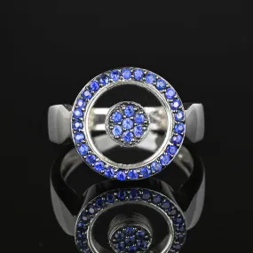 Elegant Crystal Sapphire Target Ring 14K White Gold