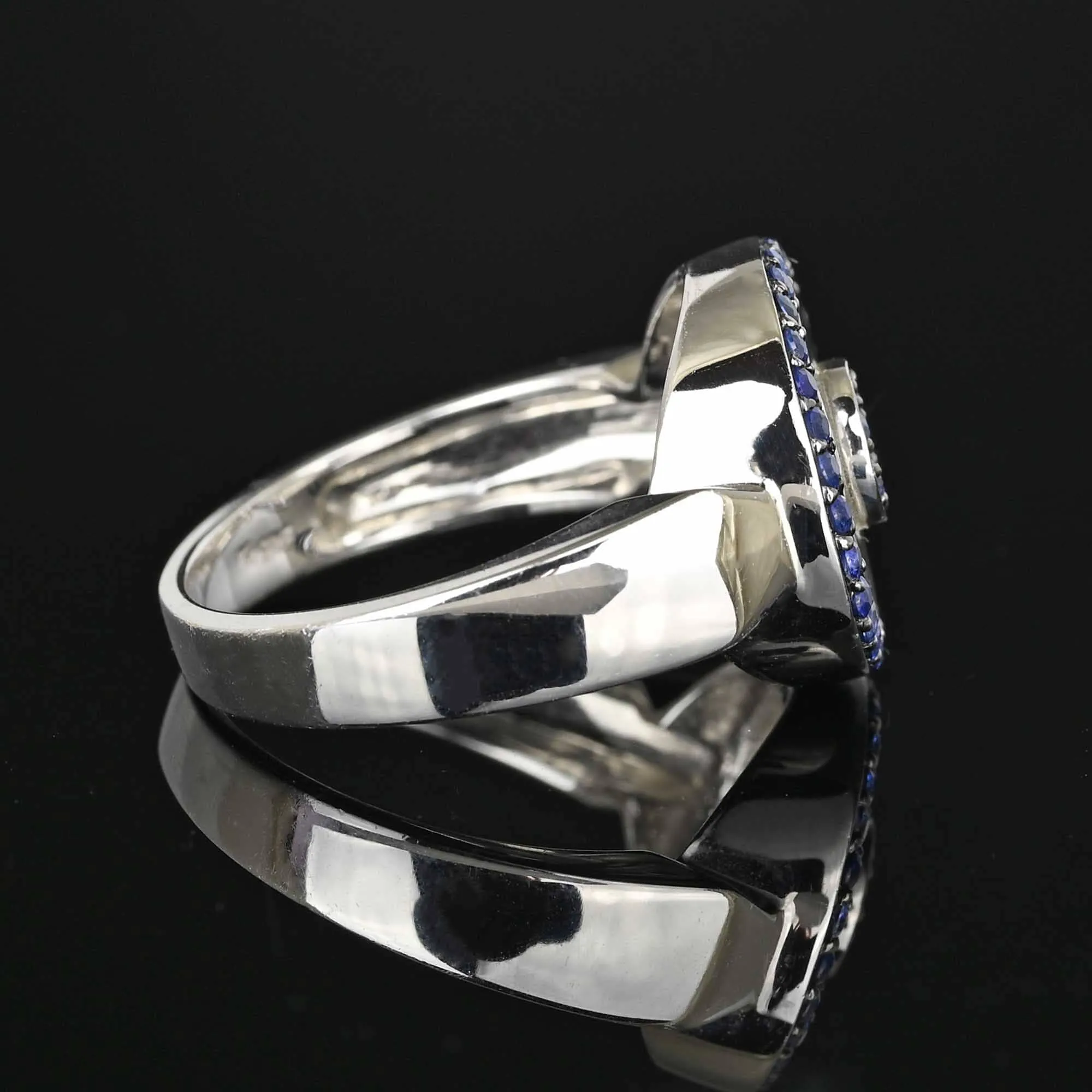 Elegant Crystal Sapphire Target Ring 14K White Gold