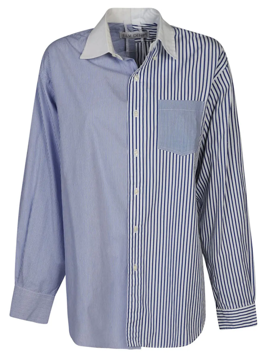 E.L.V. Denim    E.L.V. Denim Contrast Striped Cotton Shirt