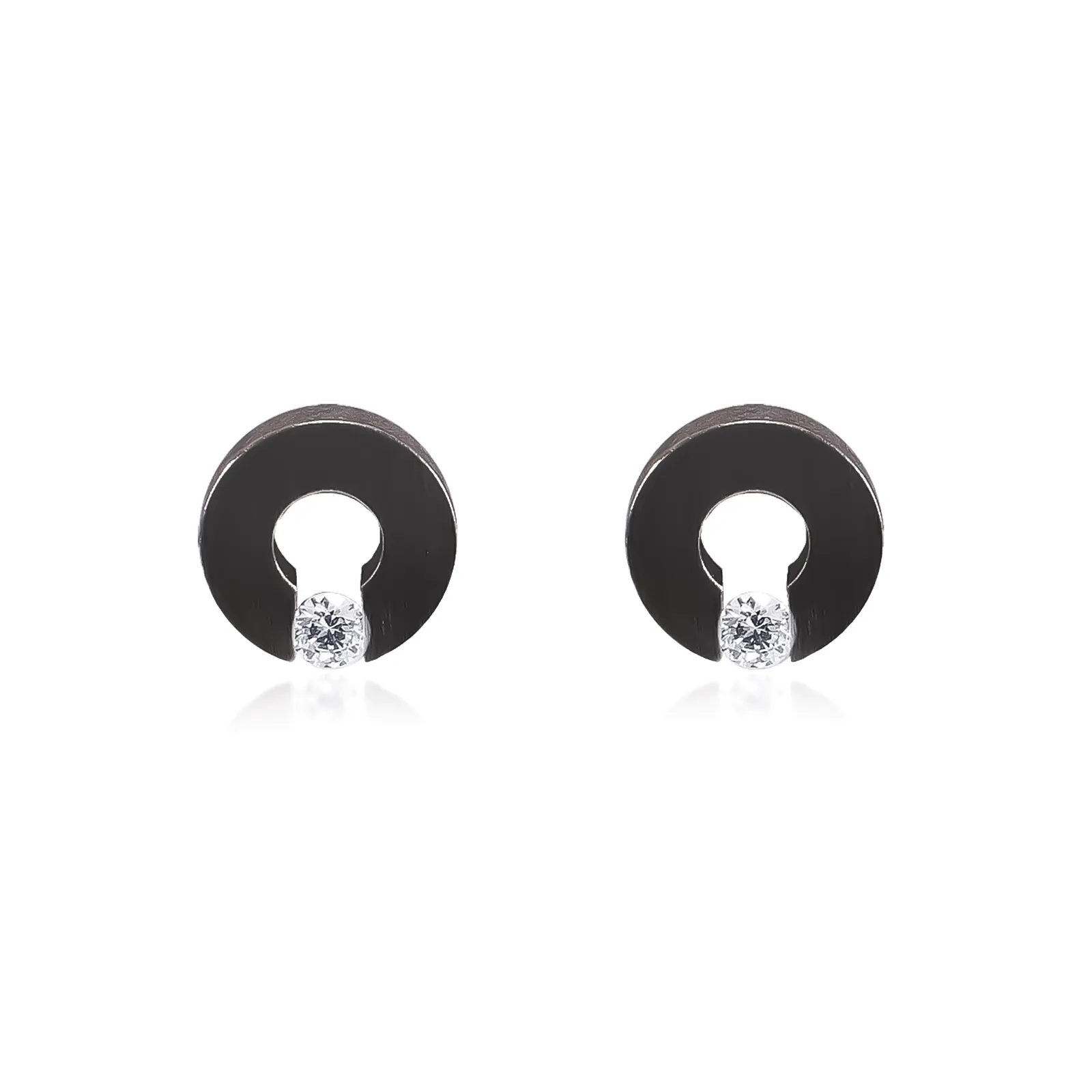 ER100B B.Tiff Malfinia Black Anodized Stainless Steel Earrings