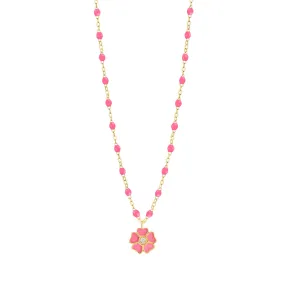 Flower Classic Gigi Pink diamond necklace, Yellow Gold, 16.5