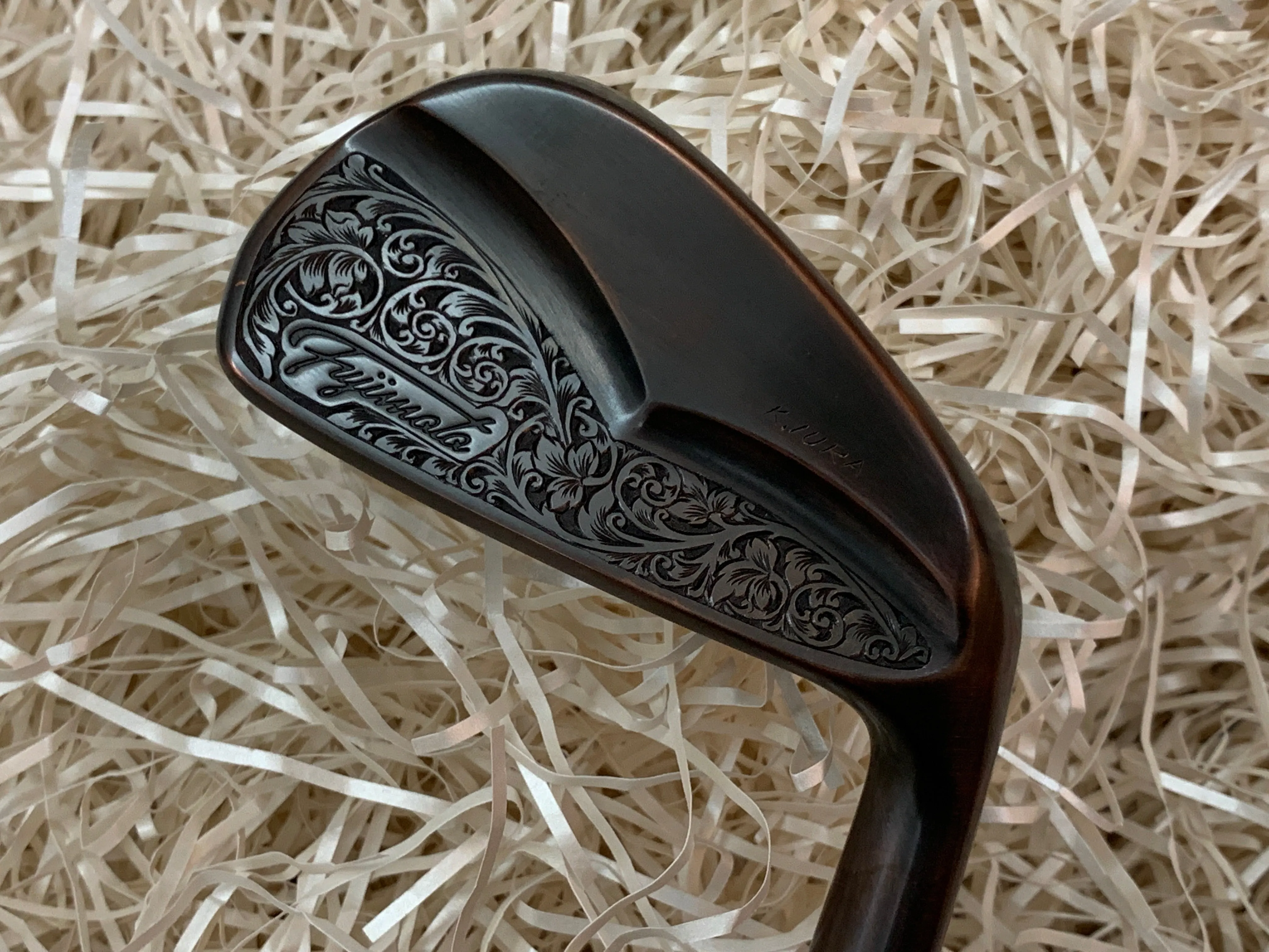 Fujimoto Golf Iron Handcrafted Signature Iura Wing Back in Black Copper