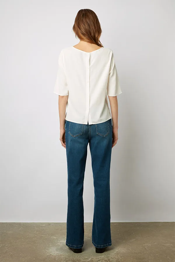 Gerard Darel ALYAH WHITE BUTTON DOWN BACK FLOWING BLOUSE