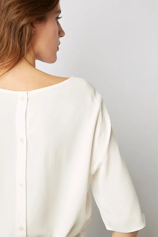 Gerard Darel ALYAH WHITE BUTTON DOWN BACK FLOWING BLOUSE