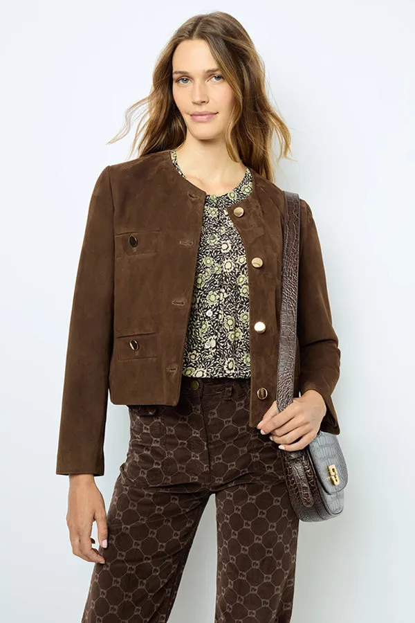 Gerard Darel BELINA SUEDE COLLARLESS JACKET